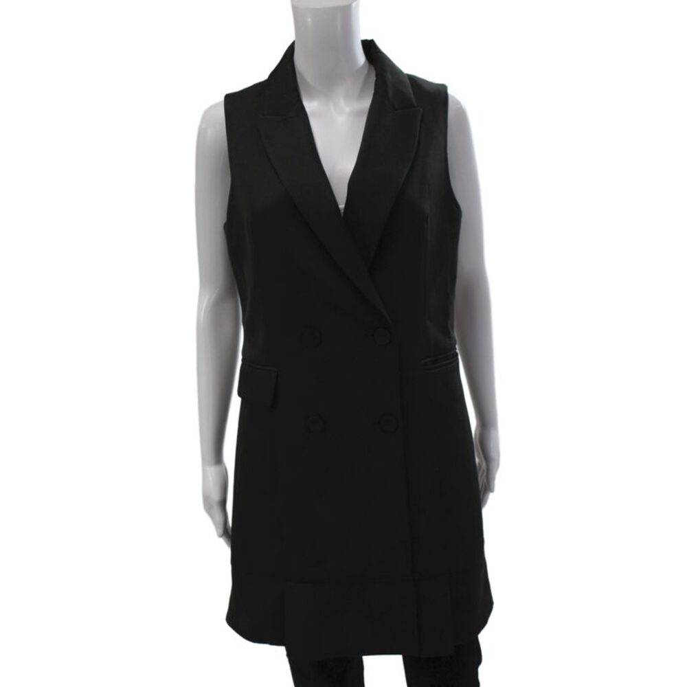 Mare Mare x Anthropologie Women Black Collared Button Vest Sleeveless Size M